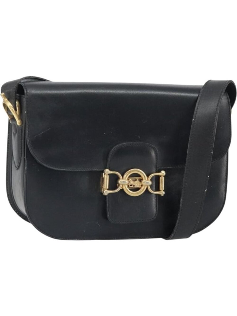 CELINE Shoulder Bag Leather Black Gold